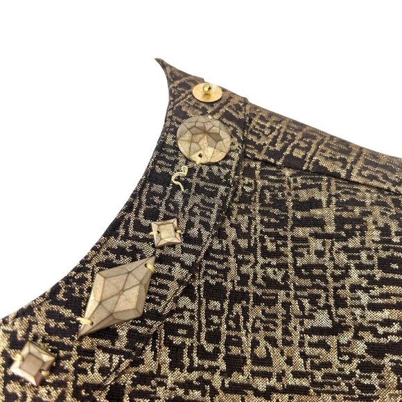 RUBY RD METALLIC GOLD & BLACK TEXTURED BLAZER JACKET W/ BEAD/BUTTON ACCENTS - 12 - Picture 3 of 6